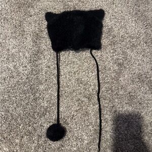 Black Fuzzy Cat Ear Hat